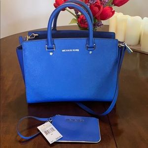 Michael Kors blue structured purse handbag bag